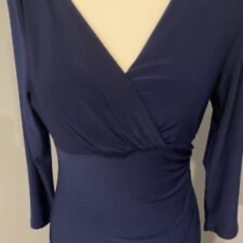 Ralph Lauren Blue Ruched evening gown size 8- Lined. Worn Once.